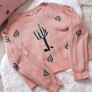Adorable Pink Cactus Knit Sweater 🌵💗🌸 M
